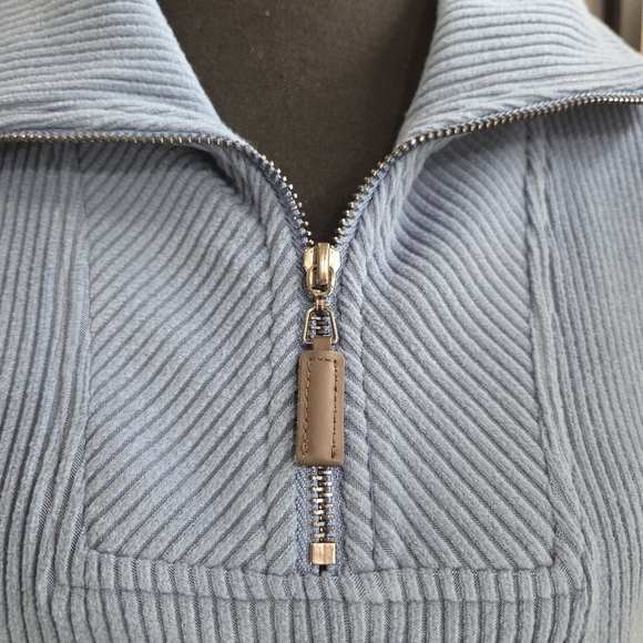 Coofandy Men's Blue 1/4 Zip Blue Sweater - Picture 4 of 6